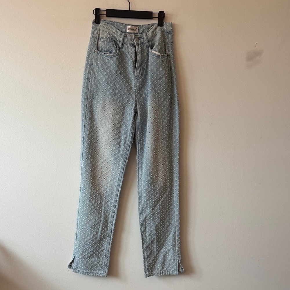 Light Blue eyelet textured Jeans